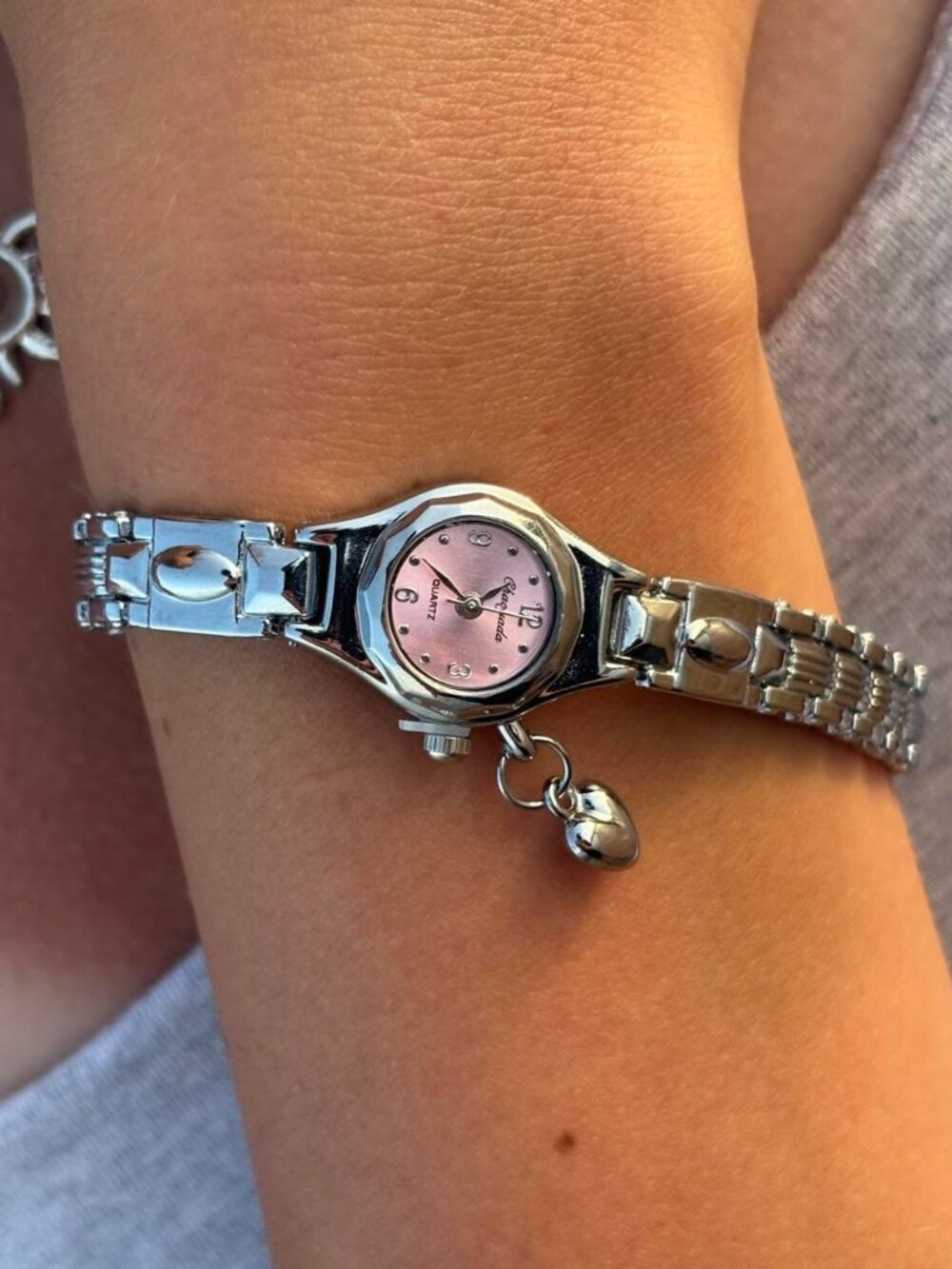 Preppy Silver Chain Heart Charm Watch Preppy Y2K OS